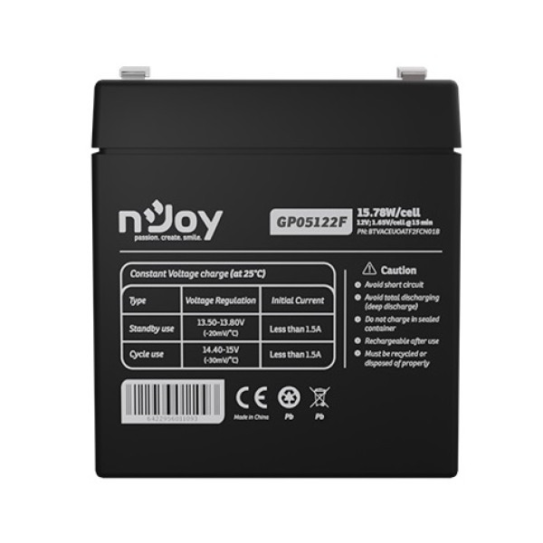 Фото - Аккумулятор для ИБП Njoy GP05122F 12V 5AH (BTVACEUOBTO2FCW01B) AGM