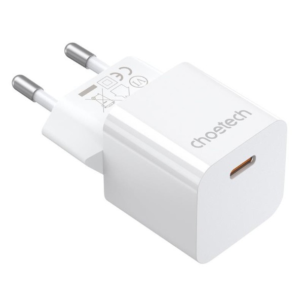 Фото - Мережевий зарядний пристрій Choetech USB-C GaN PD20W White (D5010-EU-WH)