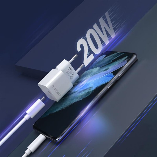 Фото - Мережевий зарядний пристрій Choetech USB-C GaN PD20W White (D5010-EU-WH)