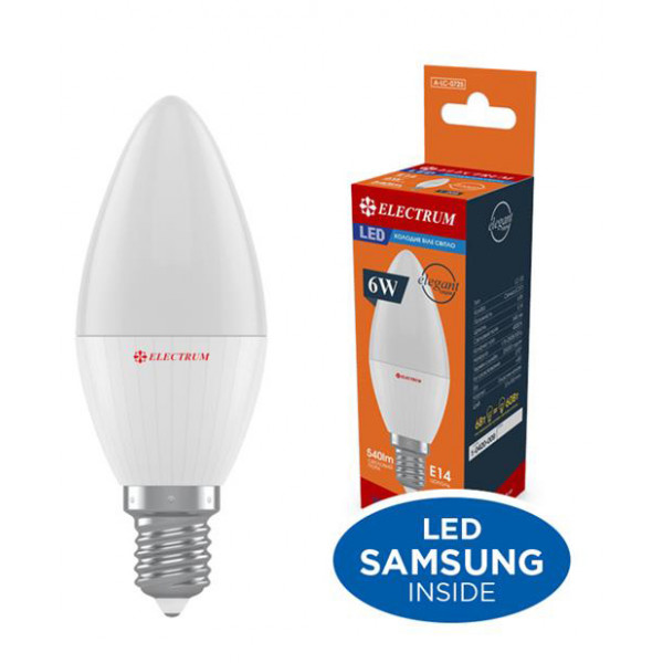 Фото - Лампочка светодиодная Electrum 6W E14 4000K A-LC-0725