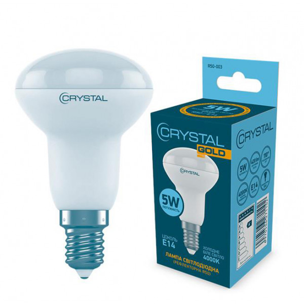 Фото - Лампочка світлодіодна Crystal Gold 5W E14 4000K (R50-003) Фото - Лампочка світлодіодна Crystal Gold 5W E14 4000K (R50-003)