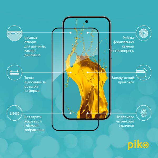 Фото - Захисне скло для смартфону Piko for Google Pixel 10 Pro/Pixel 10 5G Black (1283126628146)