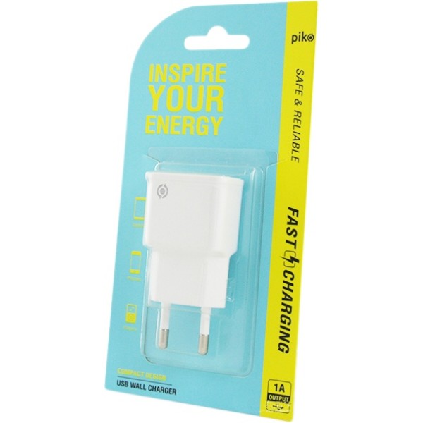 Фото - Мережевий зарядний пристрій Piko TC-101 (1USB1A) White (1283126477553)