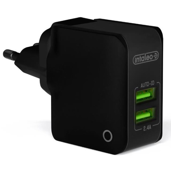 Фото - Мережевий зарядний пристрій Intaleo TCA242 (2USB, 2.4A) Black (1283126491733)