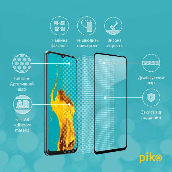 Фото - Захисне скло для смартфону Piko Full Glue for Tecno Spark 8C Black (1283126542497)