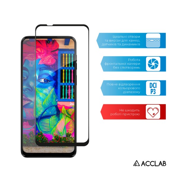 Фото - Защитное стекло для смартфона ACCLAB Full Glue for MOTO G14 Black (1283126577741)