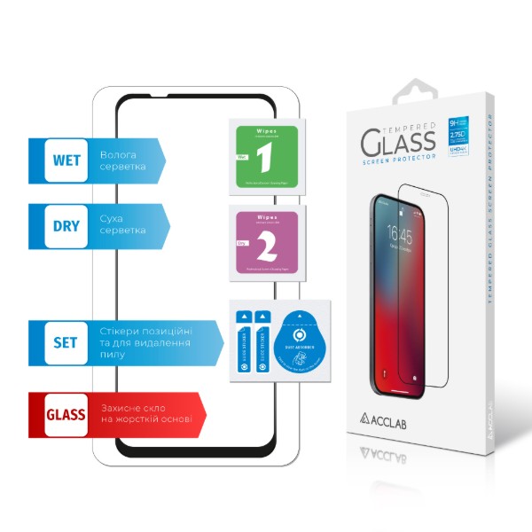 Фото - Защитное стекло для смартфона ACCLAB Full Glue for MOTO G14 Black (1283126577741)