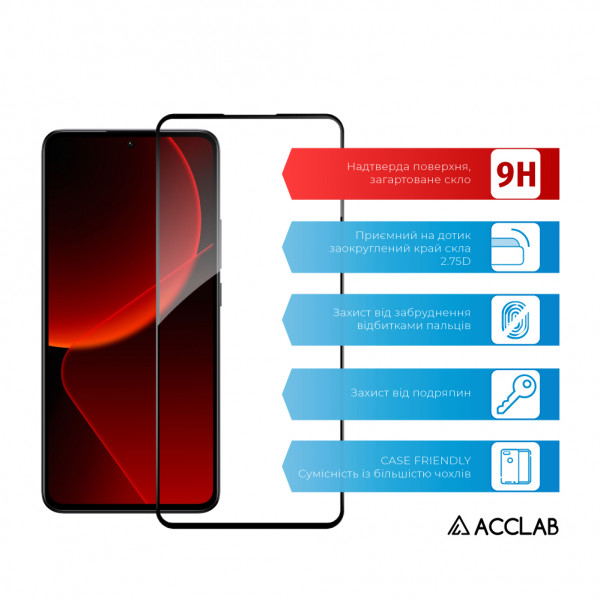 Фото - Защитное стекло для смартфона ACCLAB Full Glue for Xiaomi 13T Pro Black (1283126582585)