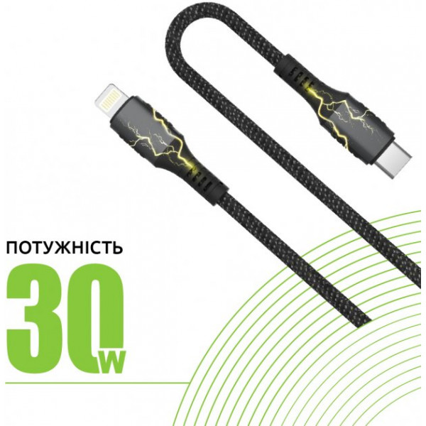 Фото - Кабель синхронізації даних Intaleo CBGPD30WTL1 USB-Lightning 1.2 м Grey (1283126518089)
