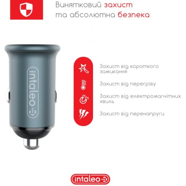 Фото - Автомобильное зарядное устройство Intaleo CCGQPD238 (2USB, 3A) Grey (1283126509971)
