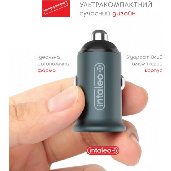 Фото - Автомобильное зарядное устройство Intaleo CCGQPD120T (USB, 3A) Grey + кабель USB Type С (1283126509957)