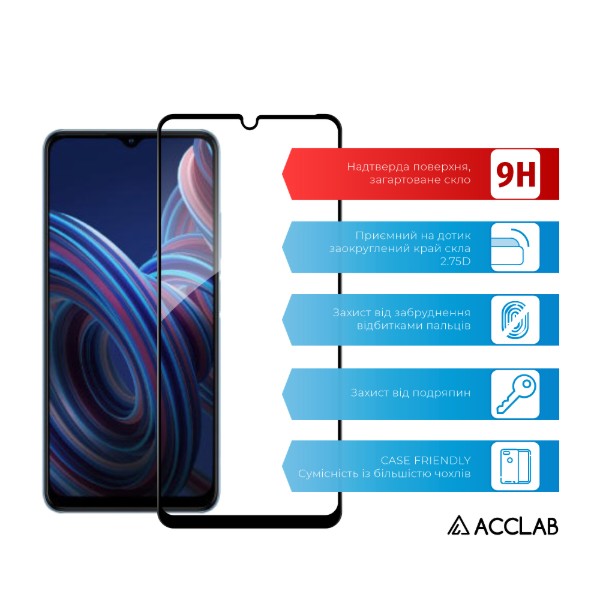 Фото - Захисне скло для смартфону ACCLAB Full Glue for ZTE Blade A72 Black (1283126545542)