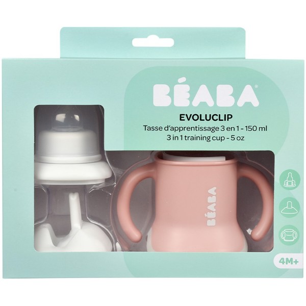 Фото - Поильник-непроливайка детский Beaba Ellipse 3 in 1 Evoluclip Training Cup Old Pink New (913474)