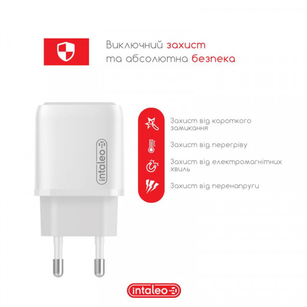 Фото - Мережевий зарядний пристрій Intaleo TCGQPD125 (1USBx3A) White (1283126538827)