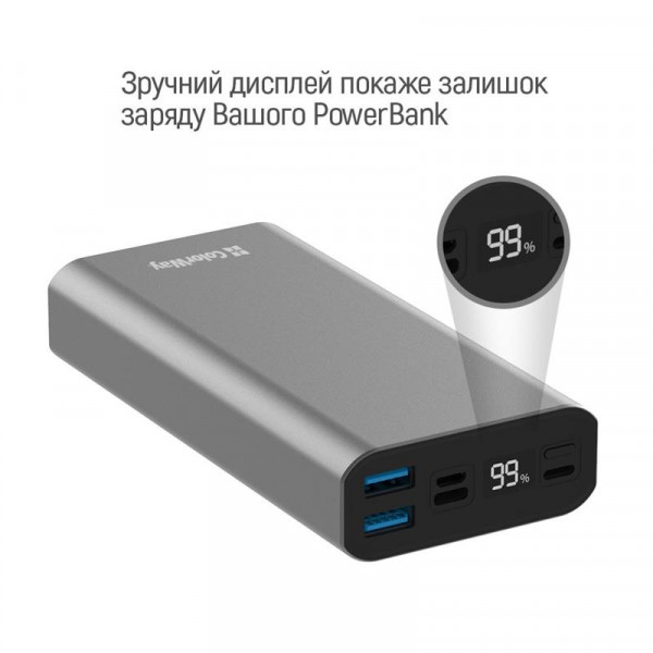 Фото - Батарея мобильная Colorway 20000mAh Gray (CW-PB200LPH3GR-PDD)