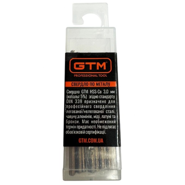 Фото - Свердло GTM 3,0 мм HSS-Co5 10 шт. (ECo-030K)