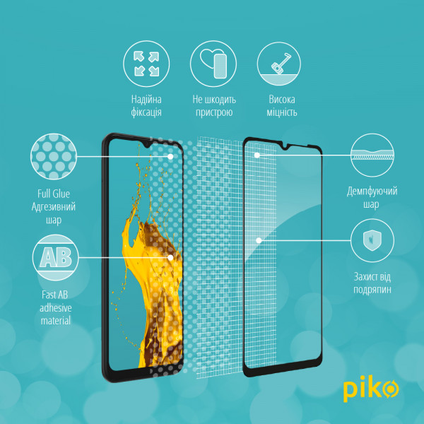 Фото - Защитное стекло для смартфона Piko Full Glue for Samsung A03 Black (1283126521645)