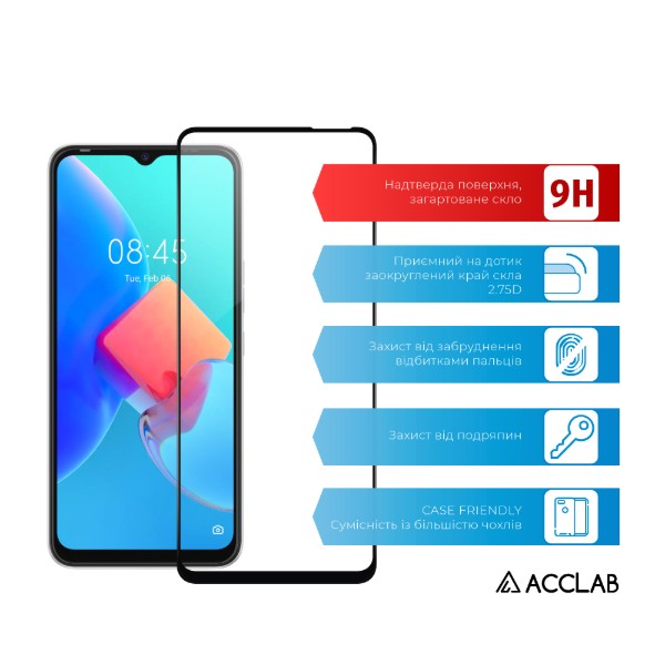 Фото - Захисне скло для смартфону ACCLAB Full Glue for Tecno Spark 8C Black (1283126542466)