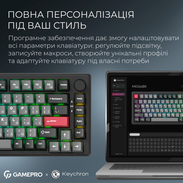 Фото - Клавіатура бездротова ігрова GamePro Asgard Yord Keychron Super Black (MK266BK)