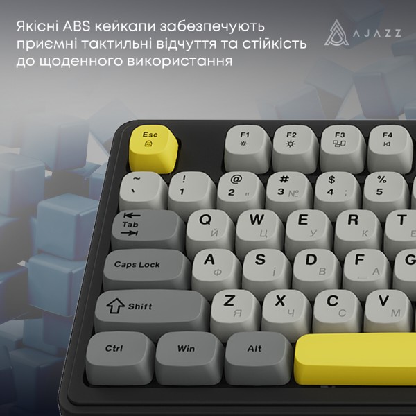 Фото - Клавиатура беспроводная игровая Ajazz AF98 PLUS Black Gray Yellow (AF98-PLUS-BGY)