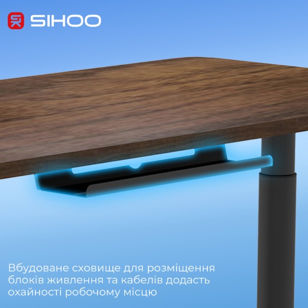 Фото - Стіл з електрорегулюванням висоти Sihoo D05 1400x700 мм Walnut/Black (D05-104/D05-107)