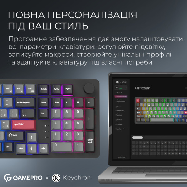 Фото - Клавіатура бездротова ігрова GamePro Asgard Drakkar Keychron Super Black (MK305BK)