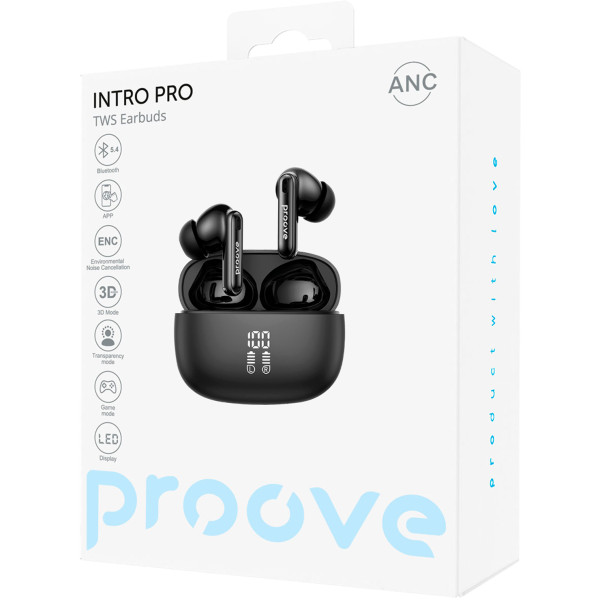 Фото - Наушники вкладыши беспроводные TWS Proove Intro Pro TWS with ANC (APP) obsidian black (TWIP0001AP15)