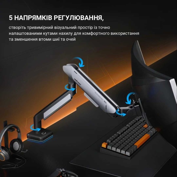 Фото - Кріплення настільне Anda Seat Stealth PRO II RGB 17''-42'' White (AD-W-A9X-1S-BW)