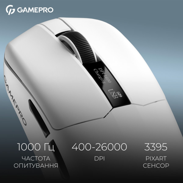 Фото - Миша бездротова ігрова GamePro Asgard Thor Wireless RGB White (GM023W)