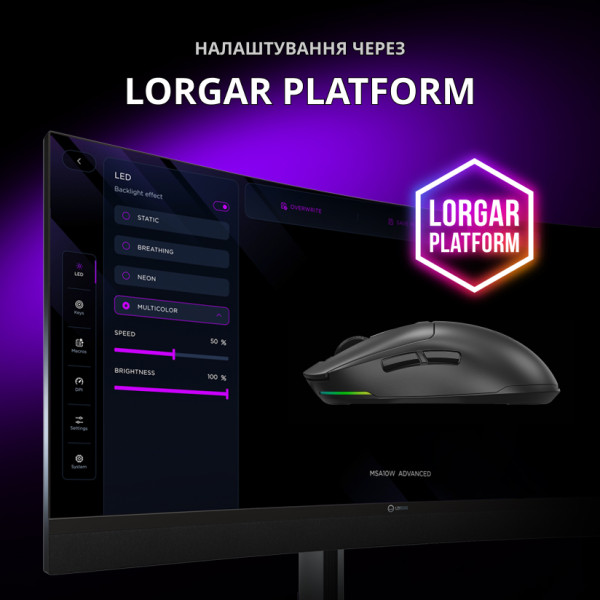 Фото - Миша бездротова ігрова Lorgar MSA10W Wireless Gaming Black (LRG-MSA10W-BK)