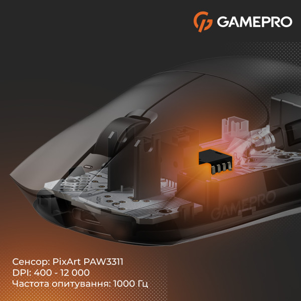 Фото - Миша бездротова ігрова GamePro Genesis Wizard Wireless/Bluetooth/USB PixArt PAW3311 Sensor Black (GM160B)