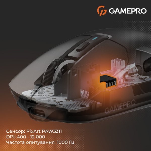 Фото - Миша бездротова ігрова GamePro Genesis Airmaster Wireless/Bluetooth/USB PixArt PAW3311 Sensor Black (GM167B)