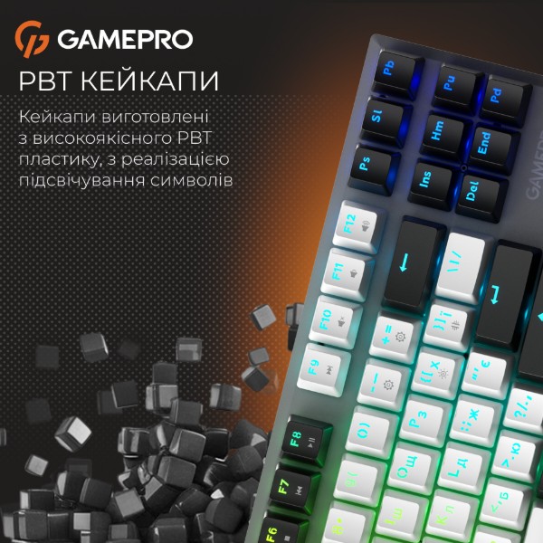 Фото - Клавіатура бездротова ігрова GamePro Genesis Joker Pro 87% Wireless/Bluetooth/USB Gray (MK124G Pro)