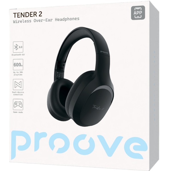 Фото - Наушники полноразмерные беспроводные Proove Tender 2 (APP) black (HPTR2001AP01)