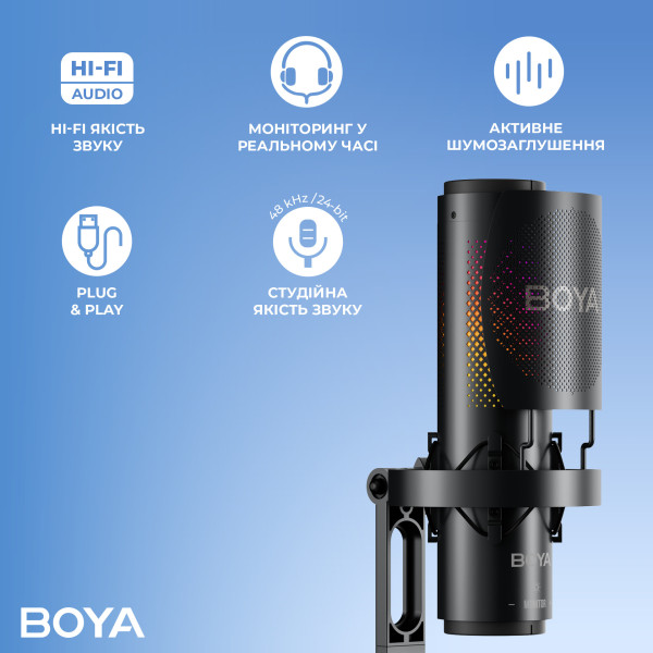 Фото - Микрофон для компьютера проводной Boya K3-02 RGB Black