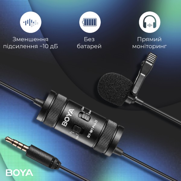 Фото - Мікрофон для смартфона Boya BY-M1 Pro II Black