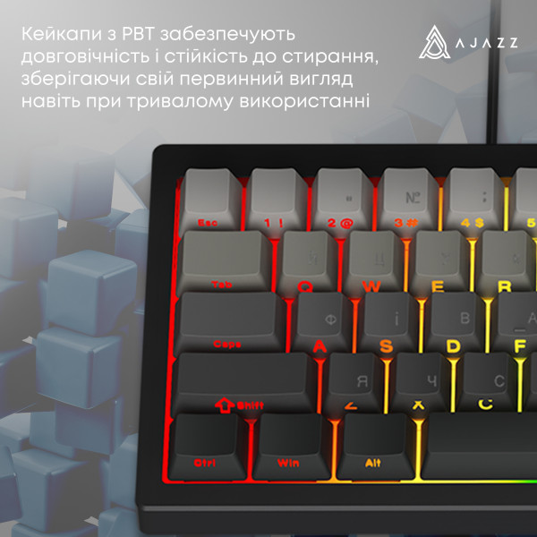 Фото - Клавіатура дротова ігрова Ajazz AK650 Day Dream switches Gradient Black Gray (AK650-DD-BG)