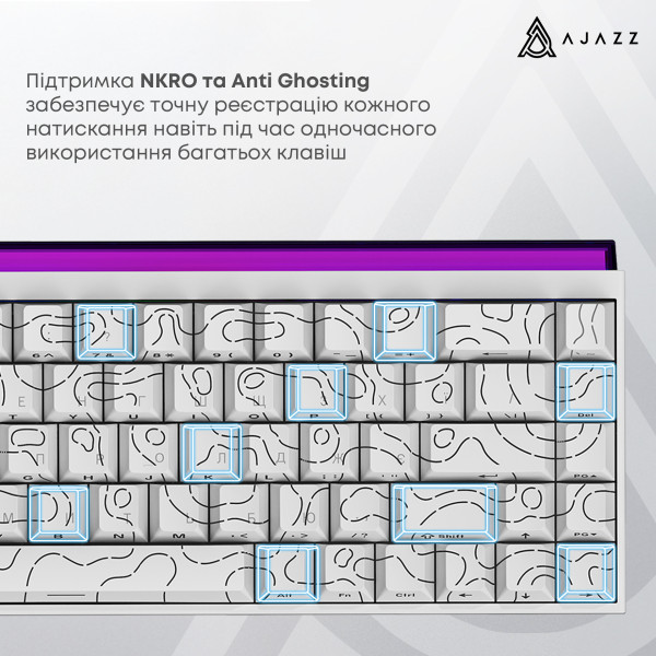 Фото - Клавиатура проводная игровая Ajazz NK68 Red switches Side contour White (NK68-R-S-W)