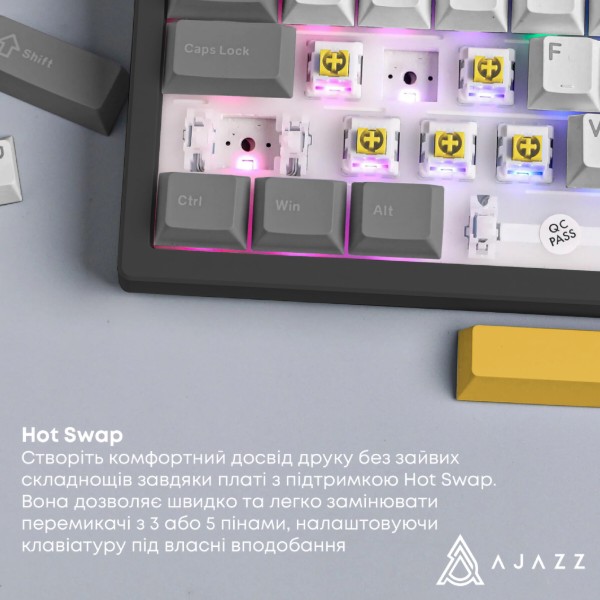 Фото - Клавиатура проводная игровая Ajazz AK650 Moon Yellow switches Gray White Yellow (AK650-MY-GWY)
