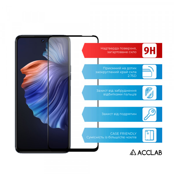 Фото - Захисне скло для смартфону ACCLAB Full Glue for Tecno Camon 18 Black (1283126529115)
