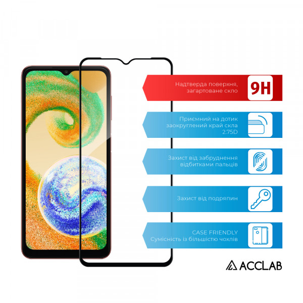 Фото - Захисне скло для смартфону ACCLAB Full Glue for Samsung A04e Black (1283126547164)