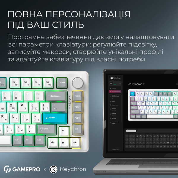 Фото - Клавіатура бездротова ігрова GamePro Asgard Yord Keychron Super White (MK266WH)
