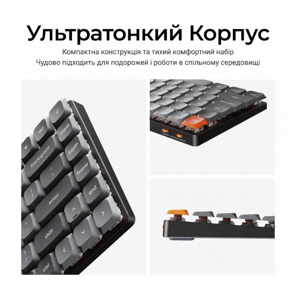Фото - Клавиатура беспроводная Keychron K3 Max 84Key, Gateron MX 2.0 Brown, WL/BT/USB-A, QMK, Hot-swap, EN/UKR, RGB, Black (K3M-H3-UA)
