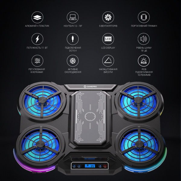Фото - Подставка под ноутбук охлаждающая GamePro CP1450 Black