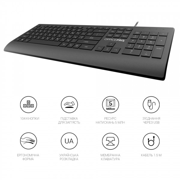Фото - Клавіатура дротова OfficePro SK360 Black