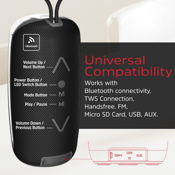 Фото - Портативная акустика Energizer 16Вт Bluetooth Black (BTS164)
