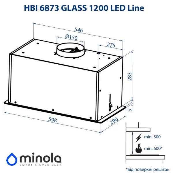 Фото - Вытяжка встраиваемая Minola HBI 6873 IV GLASS 1200 LED Line