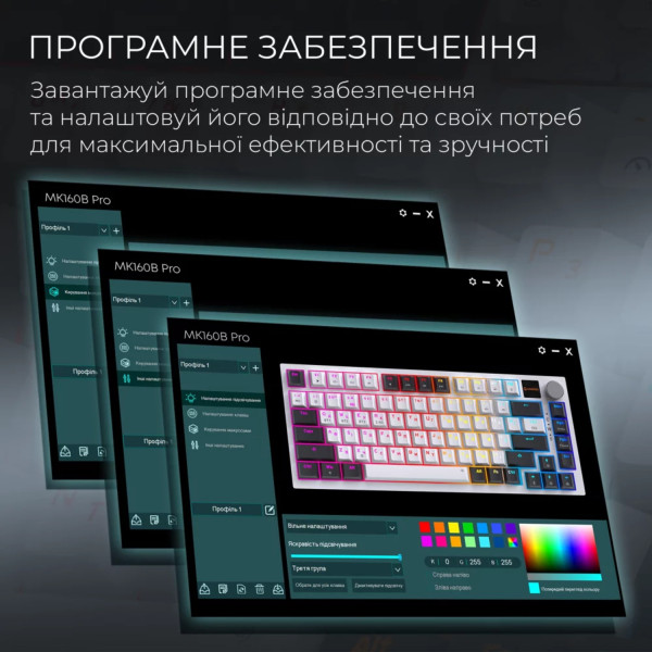 Фото - Клавіатура бездротова ігрова GamePro Asgard Valhalla Pro QLAB Sakura Switch Bluetooth/2.4G/USB White With Display (MK160-W-D-QS-PRO)