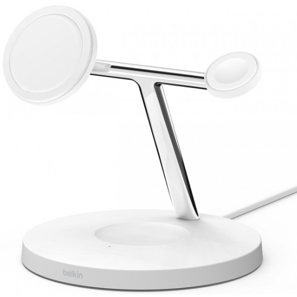 Фото - Бездротовий зарядний пристрій Belkin MagSafe 3in1 Wireless Charger White (WIZ017VFWH)