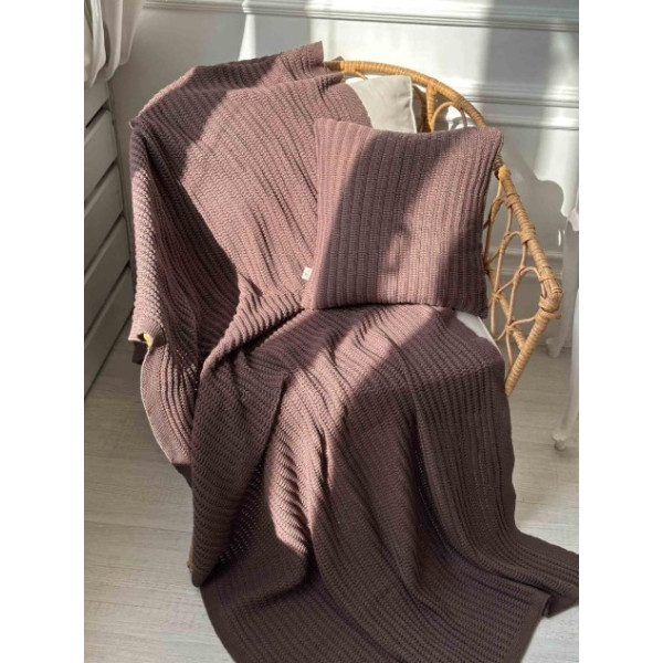 Фото - Наволочка Прованс в'язана COTTON шоколадна 45х45 см (039941)